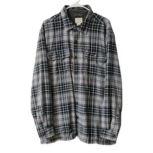 L.L. Bean Men's Flannel Shirt Jacket Shacket Size XL Fleece Lined Plaid